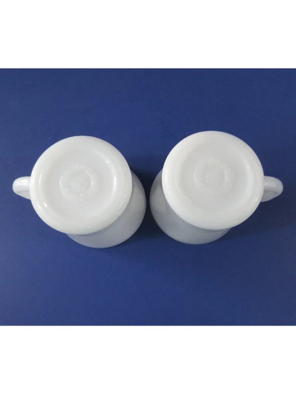 Vintage Federal Glass Company White Milk Glass Mugs D Handle Lot of 2 USA